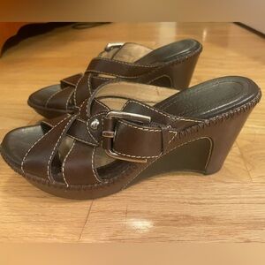 Naturalizer Dark Brown Wedge Sandals